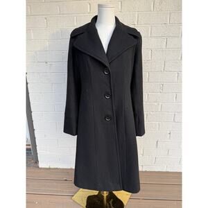 Michael Kors Black Wool Coat Size 6 Tailored Button Front Classic Winter Coat